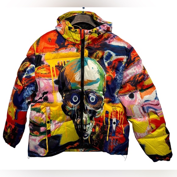 NWT Men’s Tango Hotel Skull Splatter Jacket SZ L - Picture 1 of 6